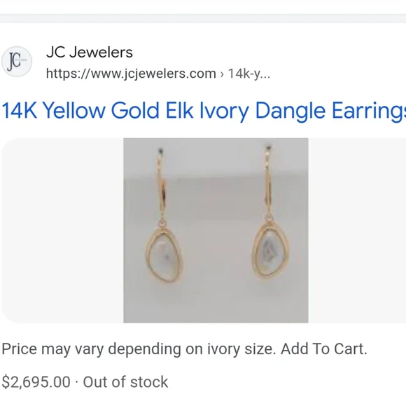 Genuine Ivory & 14 karat gold hoop earrings w/ gold ribboning, posts & backings - Picture 7 of 8